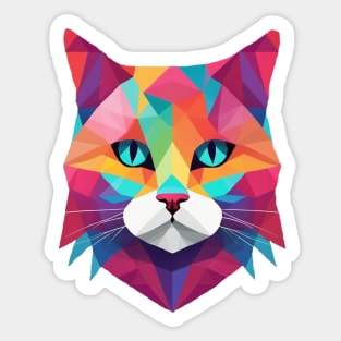 Geometrical Cat, vibrant with blue eyes Sticker
